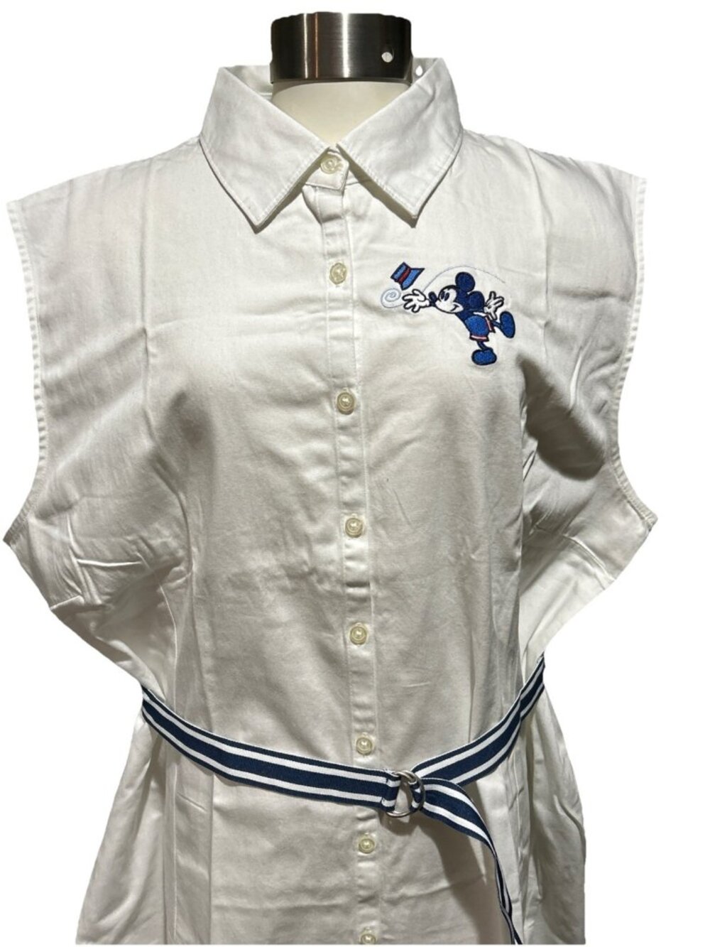 New Disney Store Mickey Minnie Shirt Dress Windy Day XXL Embroidered White - Picture 2 of 15